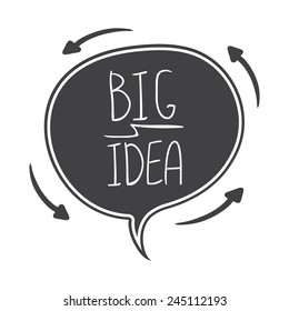 Hand drawn Vector speech bubble with "big idea" text.