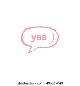 Hand drawn vector speech bubble. Trendy speech bubble in flat design with short message. Sketch hand drawn bubble speech.