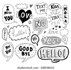 Hand drawn vector speech bubbles