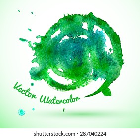 Hand drawn vector spiral green watercolor texture.