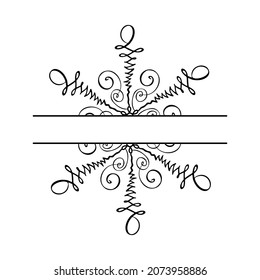 Hand drawn Vector split Christmas vintage scandinavian snowflake. Xmas decorative design element in retro style, isolated winter illustration.