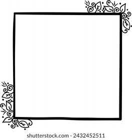 Hand drawn vector of square frame editable style 