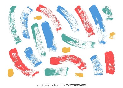Vetor desenhado à mão rabisca formas. Os elementos de rabisco linear do Paintbrush são definidos isoladamente no plano de fundo branco. Listras curvas grunge espessas.