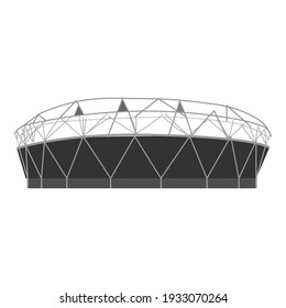 Hand drawn vector stadium. Fotball soccer play field. Modern building with many grey supports or pipes. Vector illustration isolated on white