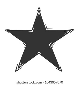 Hand drawn vector of star, isolated on white background.