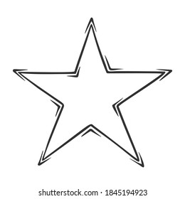 Hand drawn vector of star, isolated on white background.
