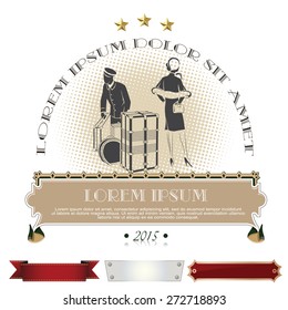 Hand drawn vector. Stickers on the topic of tourism and hotels