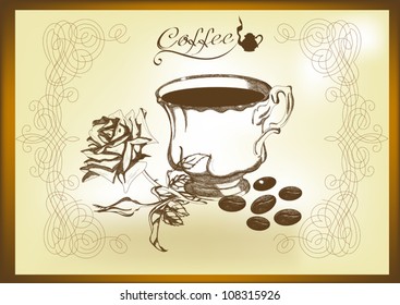 Hand drawn vector still life with coffee
