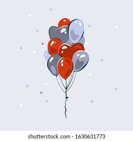 Hand drawn vector stock abstract graphic flat illustration with Wedding interior balloons isolated on white backgroun