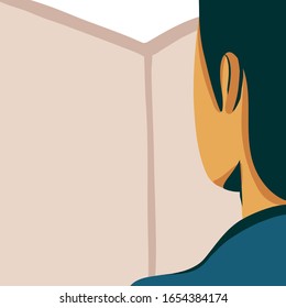 Hand drawn vector stock abstract graphic illustration with a man looks at the menu and chooses a dishyoung isolated on white background