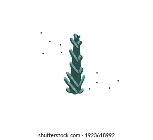 Hand drawn vector stock abstract flat cartoon graphic illustration with tropical summer ocean underwater funny sea weed isolated on white background