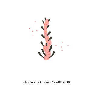 Hand drawn vector stock abstract flat cartoon graphic illustration with tropical summer ocean underwater funny sea weed isolated on white background