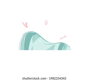 Hand drawn vector stock abstract flat cartoon graphic illustration with tropical summer ocean beach stone decoration element isolated on white background