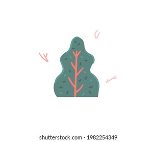 Hand drawn vector stock abstract flat cartoon graphic illustration with tropical summer ocean underwater funny sea weed isolated on white background