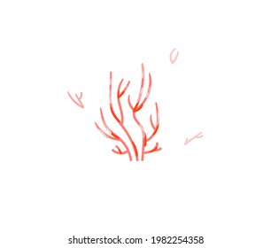 Dibujo manual material vectorial abstracto cartográfico plano ilustración gráfica con el verano tropical océano submarino divertido alga marina aislada en fondo blanco