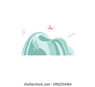 Hand drawn vector stock abstract flat cartoon graphic illustration with tropical summer ocean beach stone decoration element isolated on white background