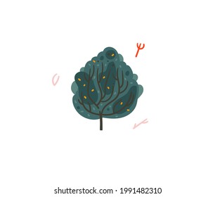 Hand drawn vector stock abstract flat cartoon graphic illustration with tropical summer ocean underwater funny sea weed isolated on white background