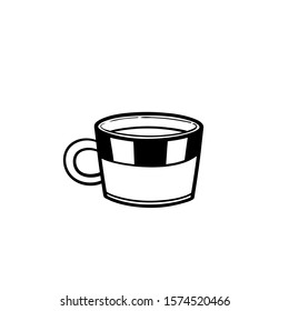 Hand drawn vector stock illustration cup of tea on white isolated. Cute mug doodle illustration. Cozy mood cup vector element.