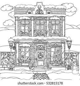 Hand drawn vector stock illustration of house