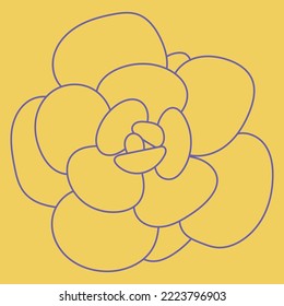 Hand drawn vector succulent contour logo isolated on yellow background.