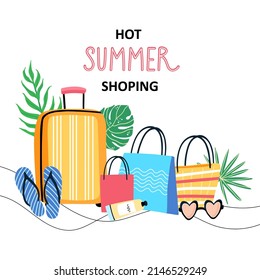 Handgezeichnete Vektorgrafik im Sommer. Heisser Sommerverkauf. Perfekt für Sommerplakate, Karten, Banner, Design-Vorlage