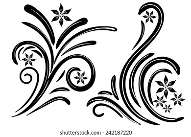 Hand drawn vector swirl flower elements 