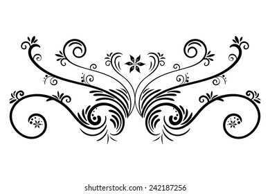 Hand drawn vector swirl flower elements 