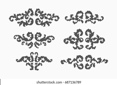 Hand drawn vector swirls. Nice vintage elements for page or postcard decoration. Simple elegant victorian twirls. Floral baroque ornaments.