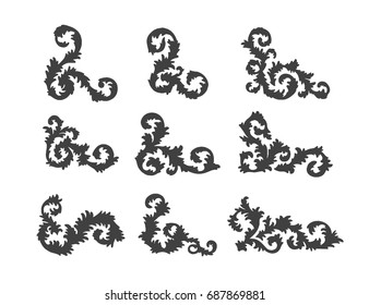 Hand drawn vector swirls. Nice vintage elements for page or postcard decoration. Simple elegant victorian twirls. Floral baroque ornaments.