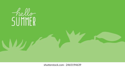 Hand drawn vector template with lettering Hello summer, handwritten calligraphy design, poster, banner