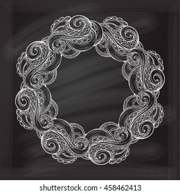 Hand drawn vector tentacles frame on a chalkboard background