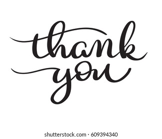 Hand drawn Vector Thank you text on white background. Calligraphy lettering illustration EPS10