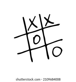 Hand drawn vector tic tac toe game. Noughts and Crosses doodle sketch