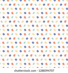 Hand drawn vector tiny confetti sprinkles . Seamless repeating pattern. Kawaii pastel flat color. Cute illustration for birthday party , scrapbook paper and kids celebration backgrounds.