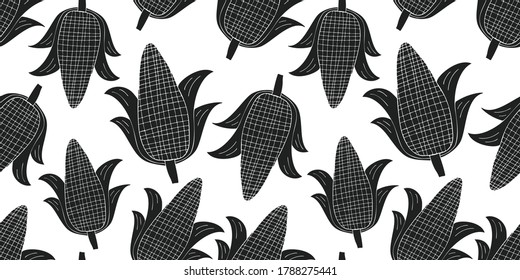 Hand drawn vector tomato seamless pattern. Organic cartoon fresh vegetable illustration. Cute vegetable botanical background.
