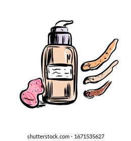 Hand drawn vector tone cream. Make up object on white background.