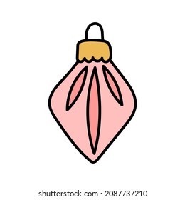 Hand drawn vector toy for Christmas tree in doodle style, isolated on white background.