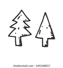 Hand Drawn Vector tree icons set isolated on white background. symbols