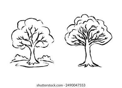 Silueta de árbol de Vector dibujado a mano
