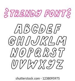 Hand drawn vector trendy bold outline font. Vector capital letters alphabet.