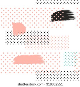 Hand drawn Vector Trendy pastel freehand art composition . Speed style natural painting .Seamless abstract pattern with brushstrokes .Can be used for fashion ,  advertising , web design .