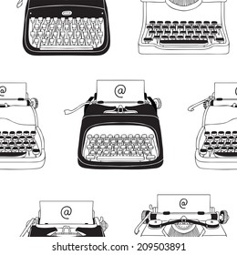 Hand Drawn Vector Typewriter Background