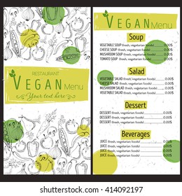 Hand drawn vector typographic elements Vegan menu, vegetarian restaurant, vegan cafe and set of hand drawn vegetable elements. Suitable for ads, signboards, menu and web banner designs