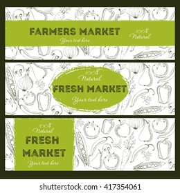 Hand drawn vector typographic elements  set of vegetable elements, farmers market, fresh market.Can be used for vegan products, menu, farmers market, fresh market, organic food and web banner designs