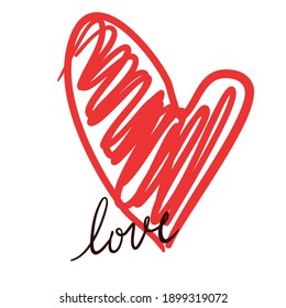 Hand drawn vector valentine heart. Love vector. Love logo. Decorative design elements. 