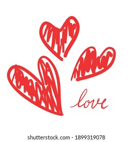 Hand drawn vector valentine heart. Love vector. Love logo. Decorative design elements. 