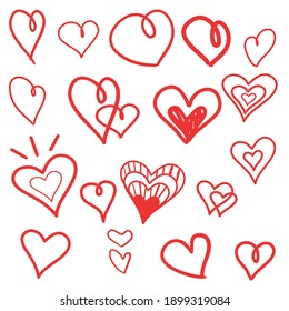 Hand Drawn Vector Valentine Heart. Love Vector. Love Logo. Decorative Design Elements. 