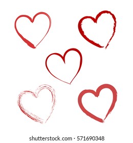 Hand drawn vector valentine hearts. Decorative design elements. Doodles isolated on white