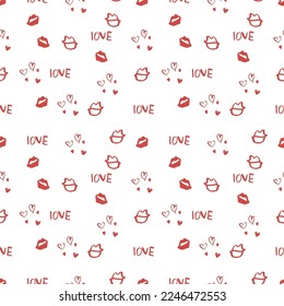 Hand drawn vector Valentine's Day seamless pattern. 