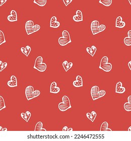 Hand drawn vector Valentine's Day seamless pattern. 